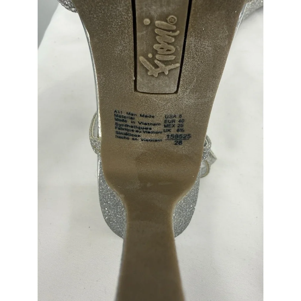 FIONI Night Size 8  Silver Glittery Open Peep‎ Toe Platform Sandals 5